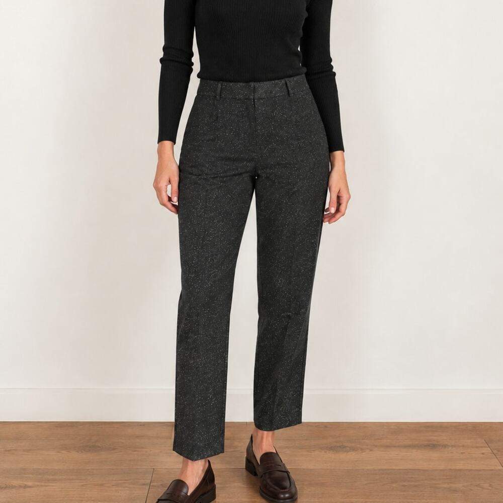 Whistles UK 12 US 8 Charcoal Wool Blend High Rise Straight Leg Trousers Pants